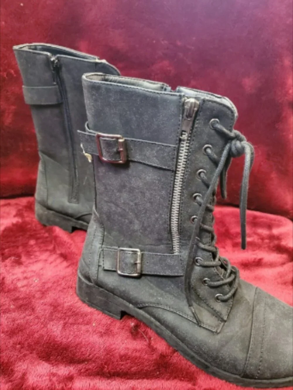 Etc! Suede Zip Entry Round Toe Boot